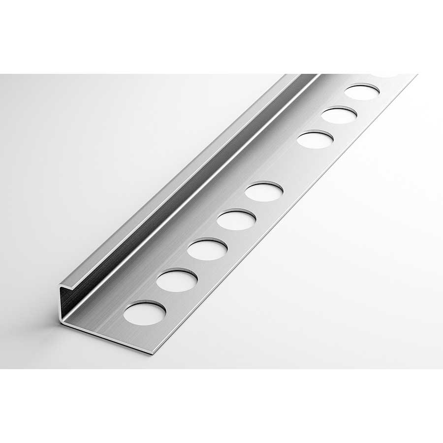 Раскладка для плитки алюминиевая Г-образная АП-8 серебро матовое