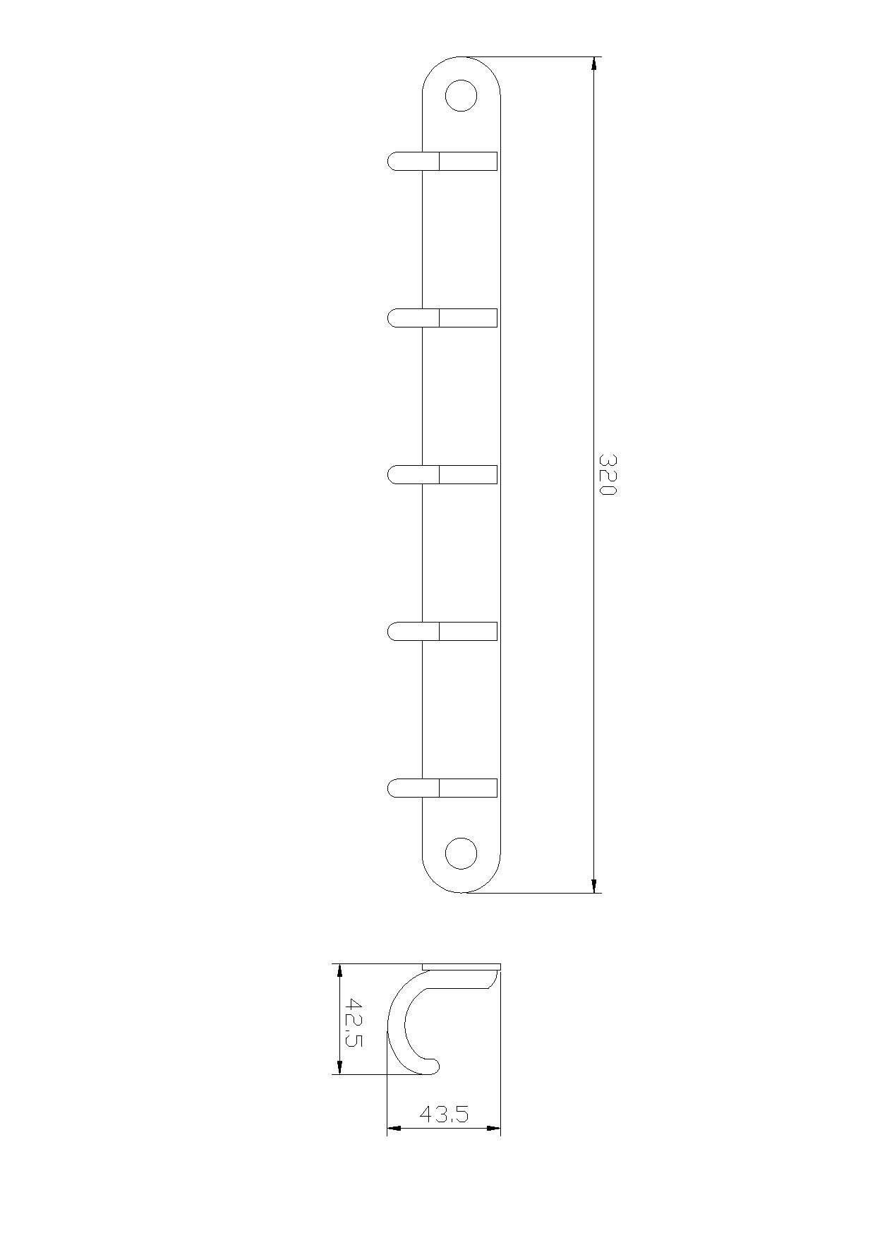 Планка настенная узкая 5 крючков RUSH Bianki (BI76253)