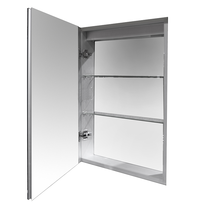 Smart Cabinets Шкаф 59,1x76,2x10 см встроенный с одной дверцей и полками зеркальный хром