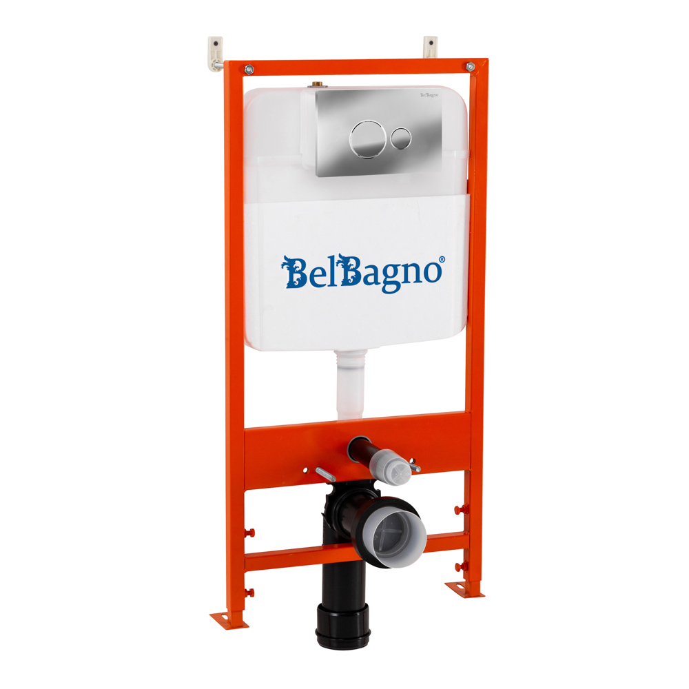 Комплект 2 в 1 Система инсталляции для унитазов BelBagno BB026 с кнопкой смыва BB081CR