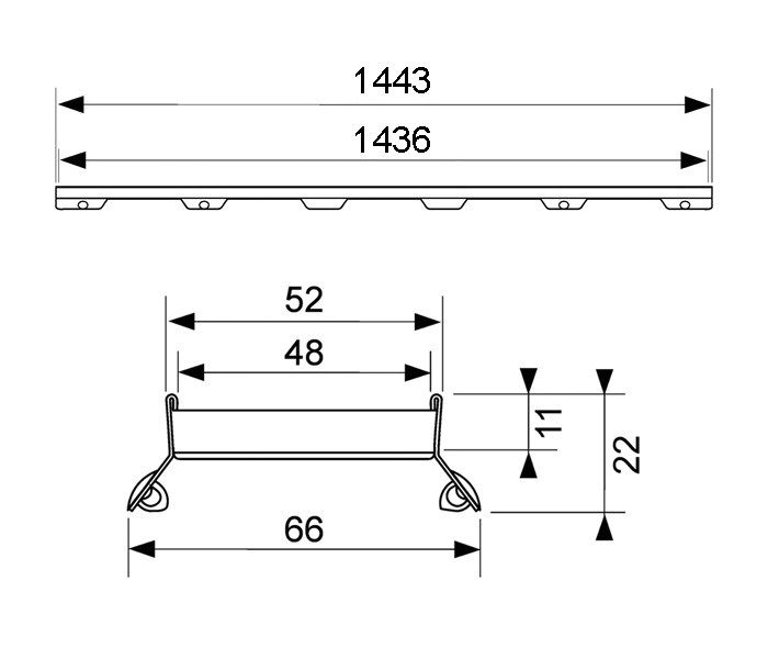 Решетка под плитку TECE drain line plate II 601572 150 см