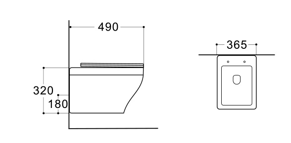 Унитаз-компакт подвесной безободковый AQUATEK АМАДЕО AQ1180-00 490*365*320 мм, горизонтальный выпуск, тонкое сиденье с механизмом плавного закрывания, крепеж