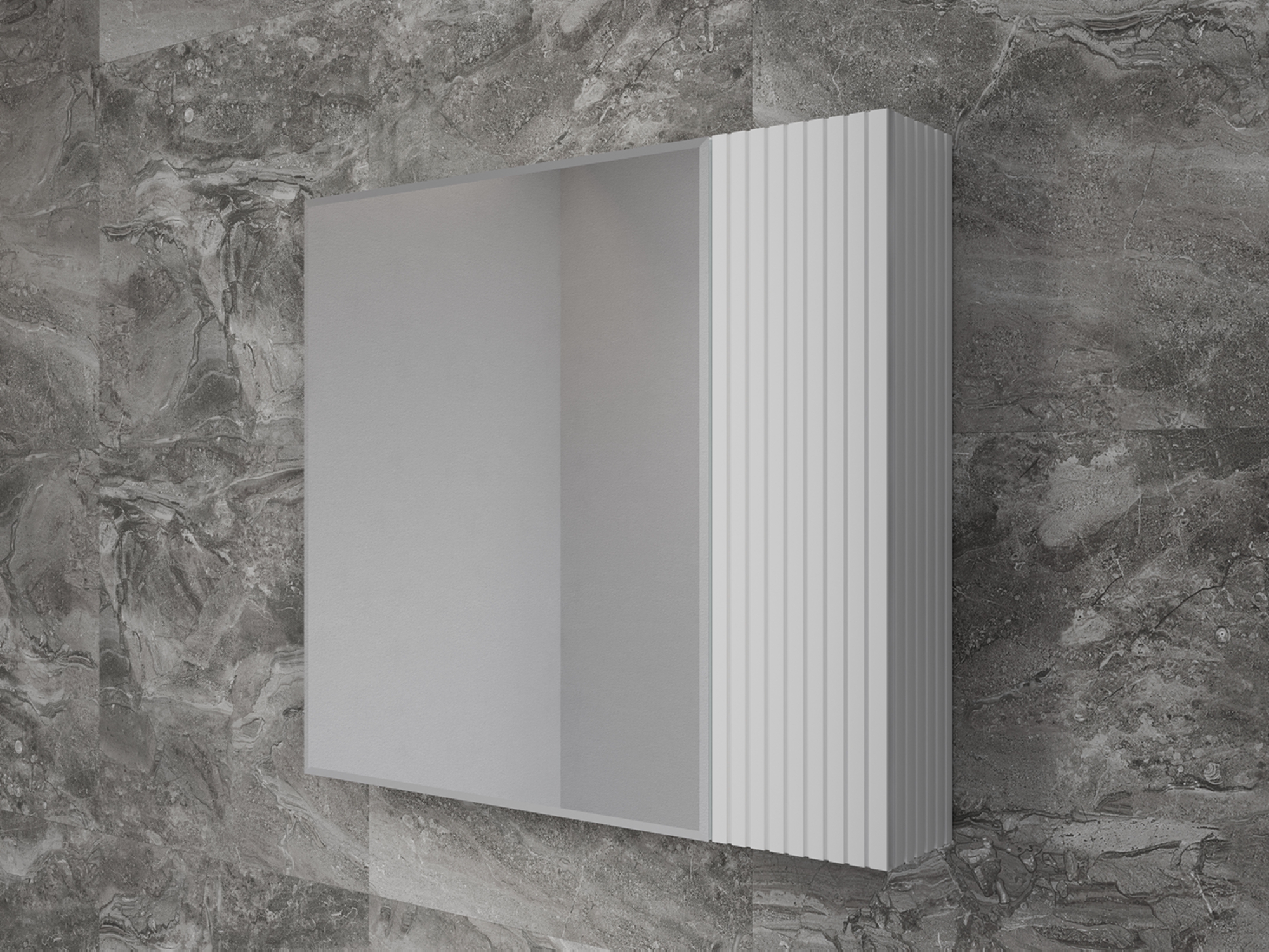 Зеркальный шкаф «Стокгольм» 80 см белый рифленый софт