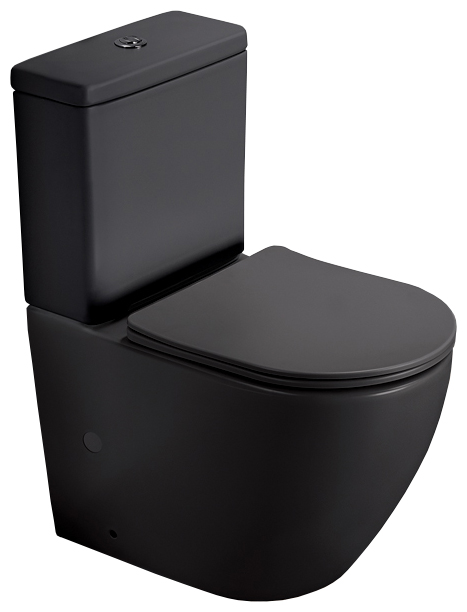 Унитаз напольный безободковый чёрный матовый (сиденье микролифт) SL-5016MB