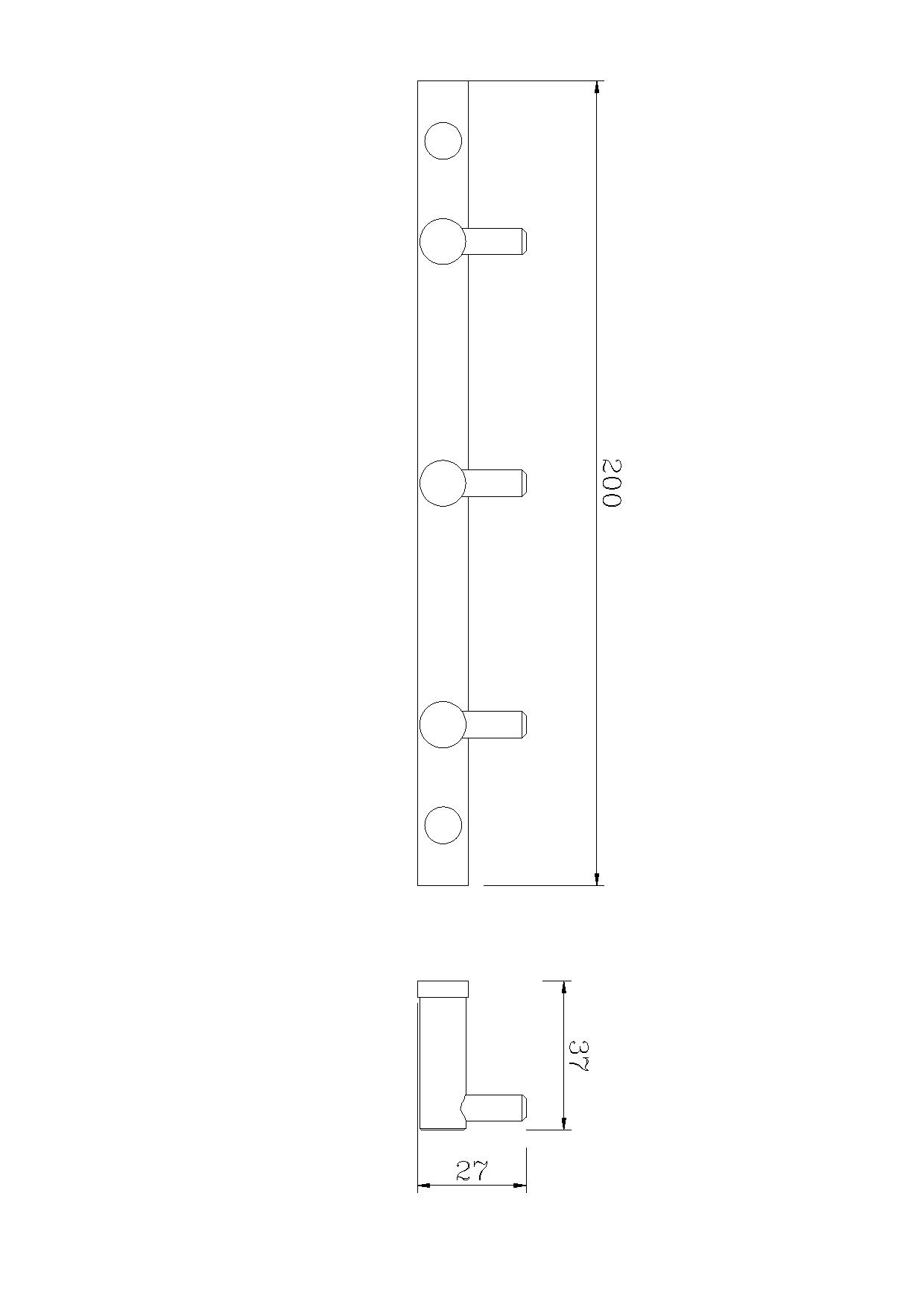 Планка настенная узкая 3 крючка RUSH Bianki (BI76232)